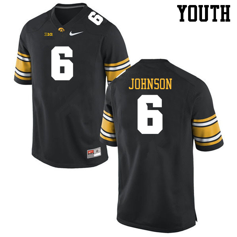 Youth #6 Keagan Johnson Iowa Hawkeyes College Football Jerseys Sale-Black - Click Image to Close